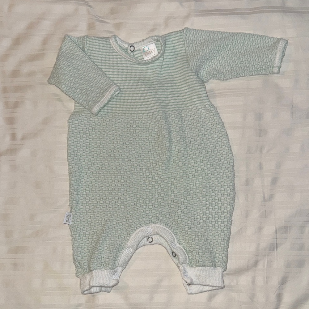 Paty Knit Mint Green - Like New - Long Sleeve Solid Color Romper